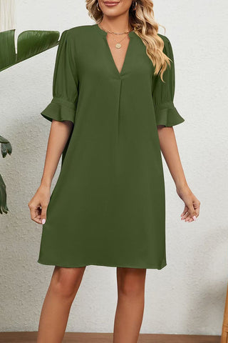 V-Neck Casual A-Line Dress
