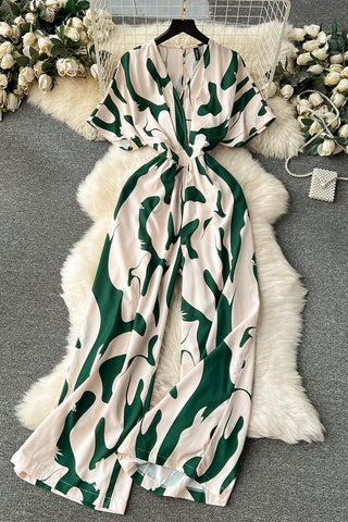 Wavy Patterned Wrap Dress