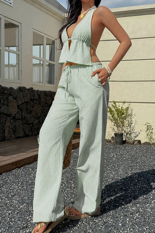 Halter Top and Wide-Leg Pants Set