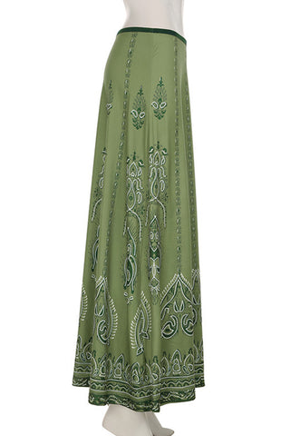 Patterned A-Line Maxi Skirt