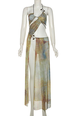 Tie-Dye Cutout Vacation Dress