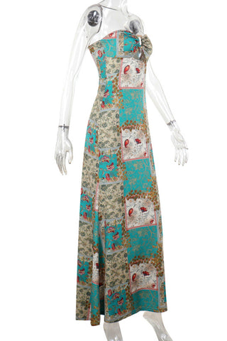 Strapless Printed Midi Dress