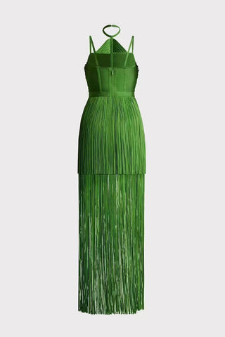 Fringe Layered Evening Dress