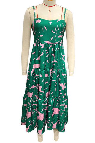 Tropical Print Tiered Dress
