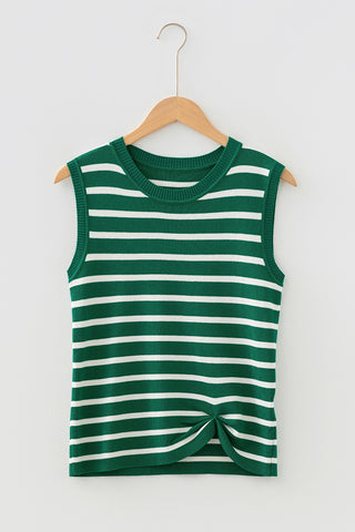 Striped Sleeveless Knit Tank