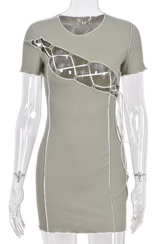 Cutout Ribbed Mini Dress