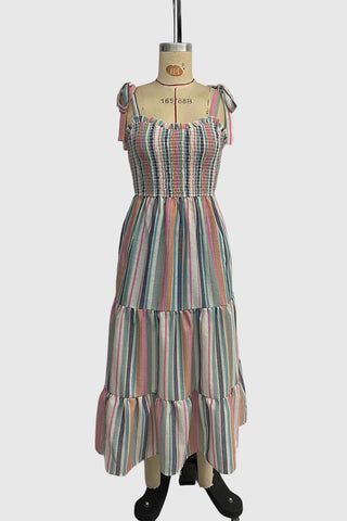 Striped Ruffle Casual Dress
