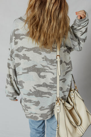 Camo Print Oversized Pullover