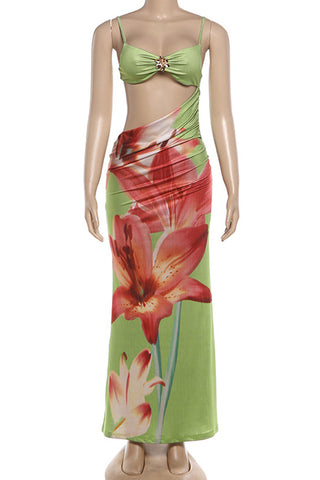 Floral Cut-Out Maxi Dress