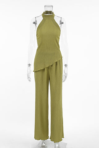 Elegant High Neck Pants Set