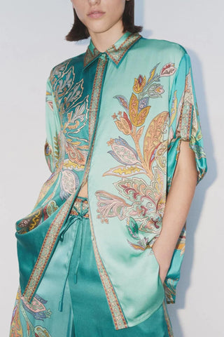 Floral Print Button-Front Pants Set