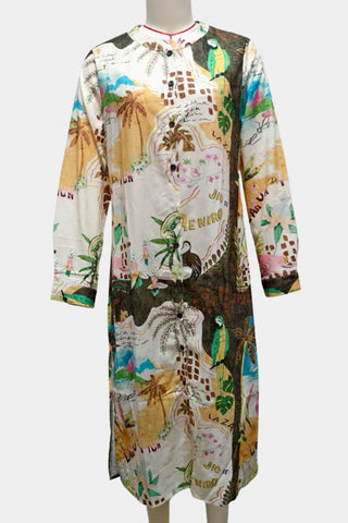 Artistic Print Longline Shirt Dress