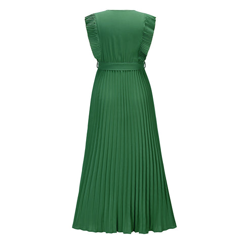 Wrap-Pleated Casual Maxi Dress