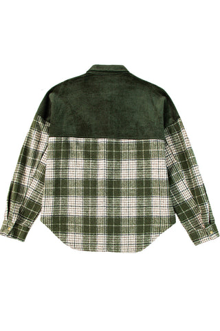 Plaid Corduroy Button-Up Shirt