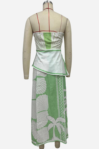 Strapless Skirt Set with Bold Print