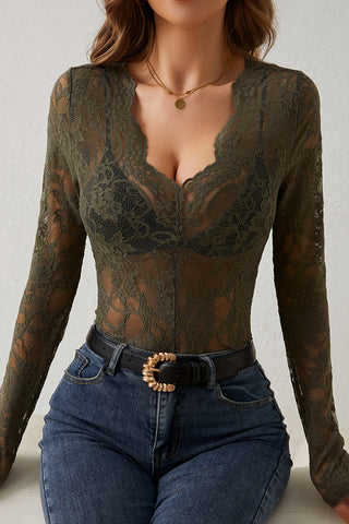 Elegant Lace Long-Sleeve Top