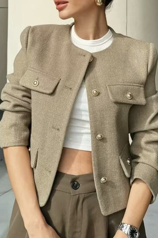 Buttoned Front Cropped Jacket