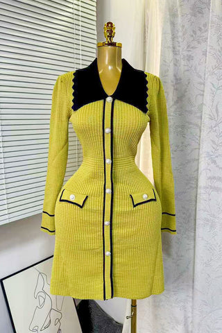 Buttoned Casual Textured Dress