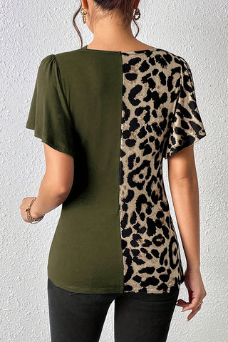 Strappy Asymmetric Leopard Blouse