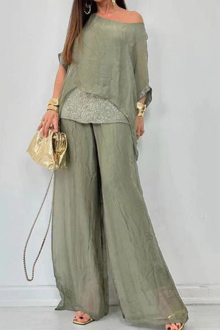Flowing Wide-Leg Pants Set