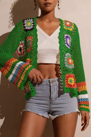 Vibrant Crochet Cardigan with Patterns