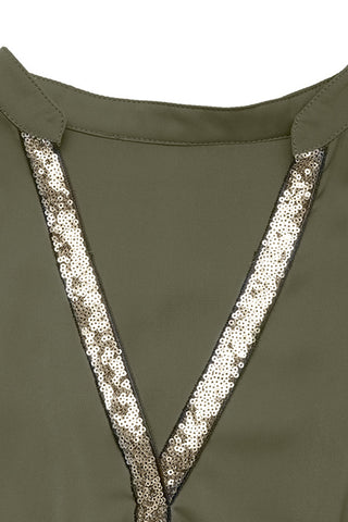 V-Neck Belted Casual Dress