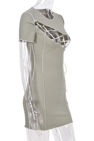 Cutout Ribbed Mini Dress