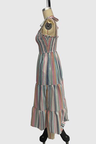 Striped Ruffle Casual Dress