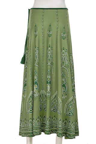 Patterned A-Line Maxi Skirt