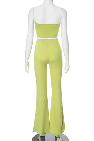 Strapless Top and Flared Pants Set