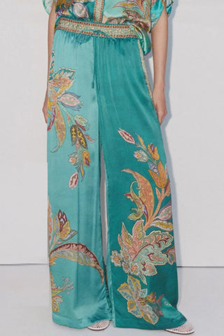 Floral Print Button-Front Pants Set