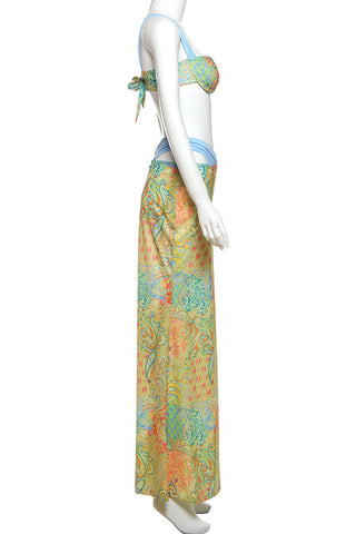 Vibrant Paisley Skirt Set with Twist Top