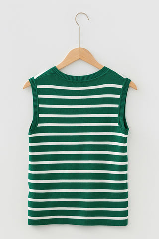 Striped Sleeveless Knit Tank