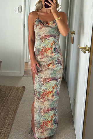 Floral Print Halter Maxi Dress