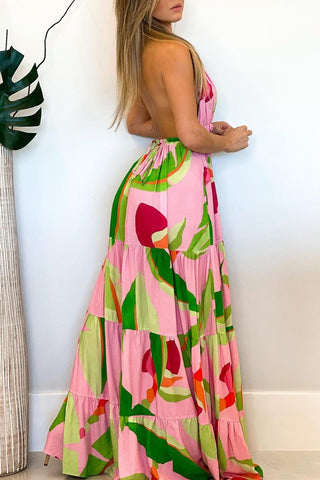 Halter Neck Tiered Maxi Dress