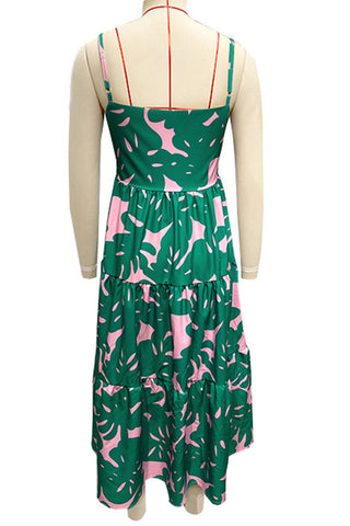 Tropical Print Tiered Dress