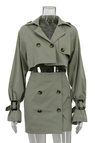 Button-Front Skirt Set with Jacket