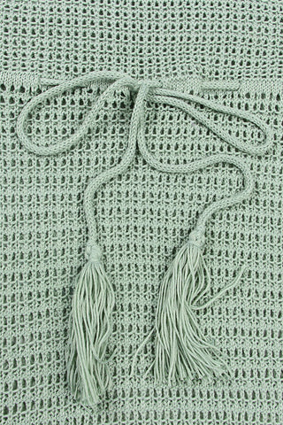 Sleeveless Crochet Dress with Fringe Hem