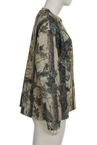Camouflage Print Long Sleeve Top