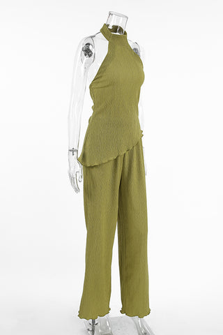 Elegant High Neck Pants Set