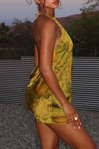 Floral Halter Neck Casual Dress