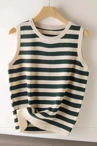 Striped Sleeveless Knit Tank
