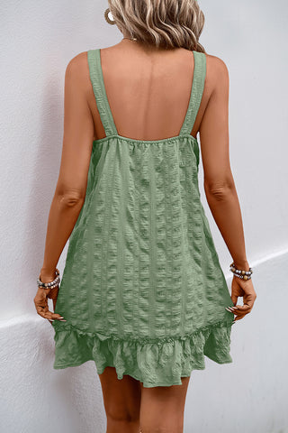 Button-Front Ruffled Casual Dress