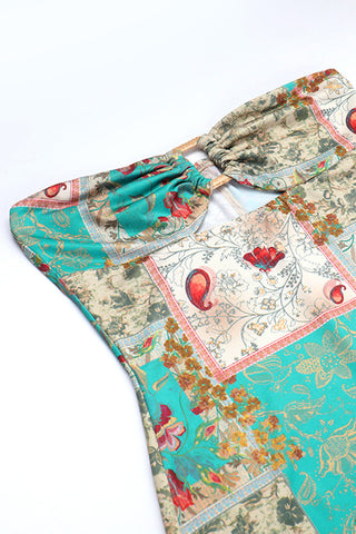 Strapless Printed Midi Dress