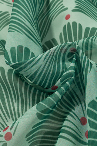 Printed Puff-Sleeve Midi Dress