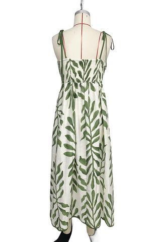 Leaf Print Maxi Casual Dress