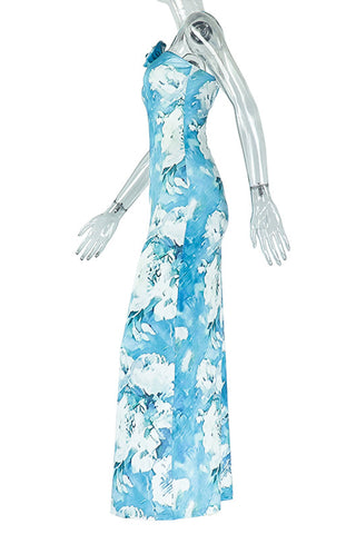 Halter Neck Floral Maxi Dress