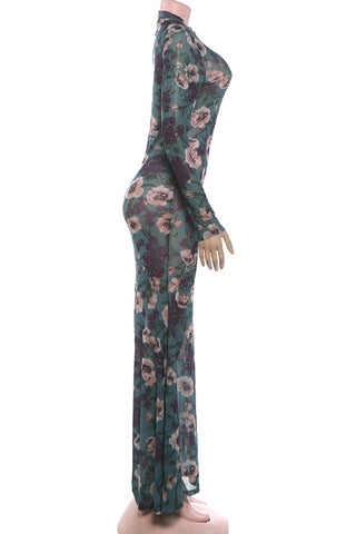 Floral Long-Sleeve Maxi Dress