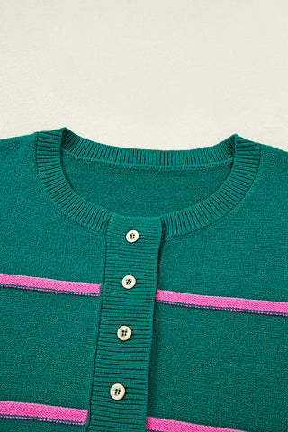 Striped Button-Front Sweatshirt