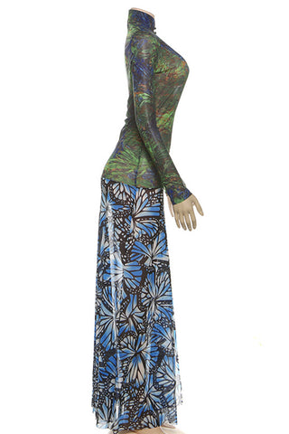 Keyhole Printed Casual Maxi Dress